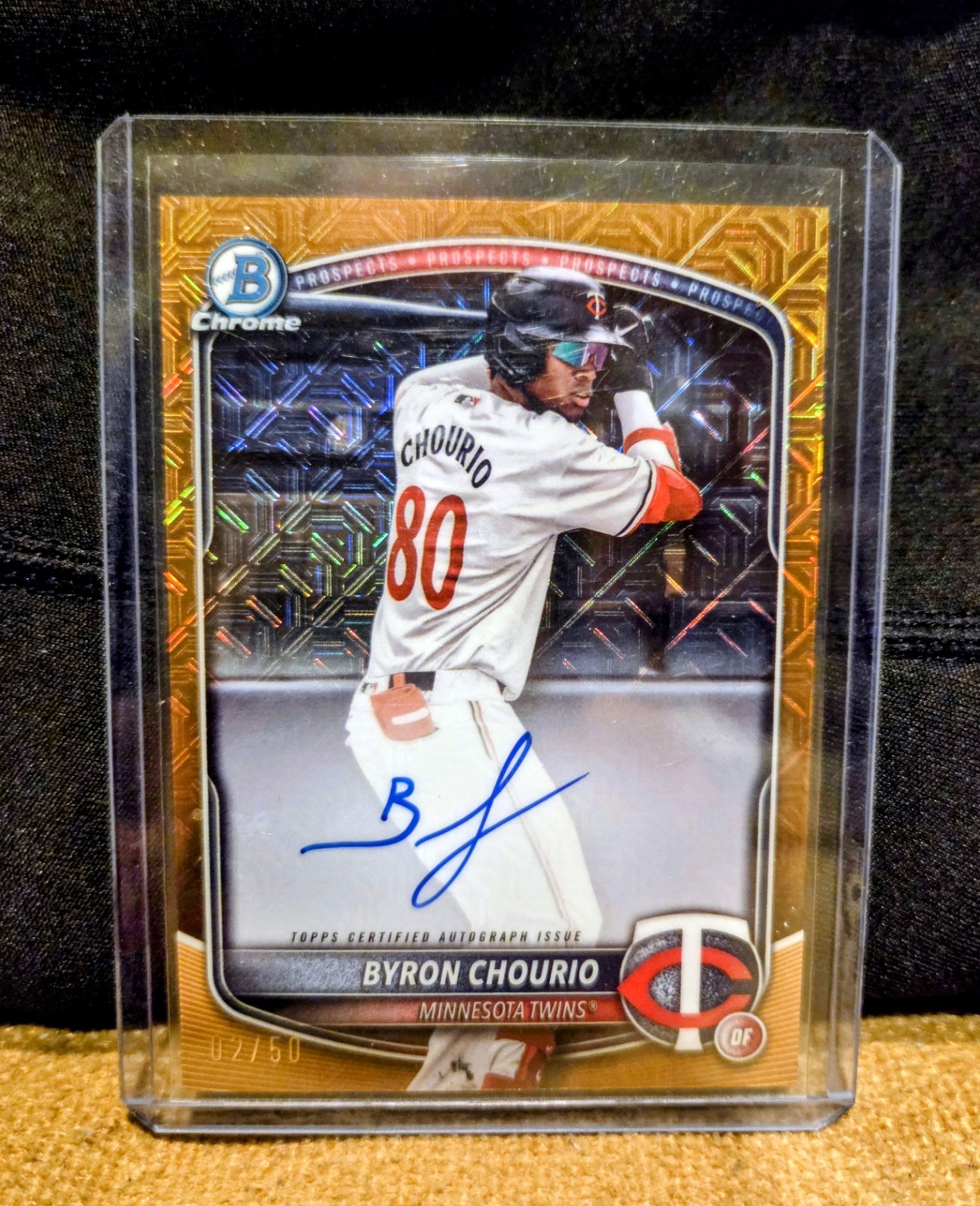2025 Bowman Chrome Byron Chourio #BMA-BC Gold /50 Mojo Refractor Auto 