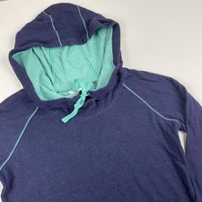 Columbia Cowl Neck Hoodie Women s S Blue Pullover Cotton Blend Activewear
