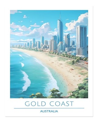Gold Coast Australia Beach Skyline Wall Art Poster Premium Quality