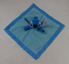 Disney Baby Blue Stitch Plush Lovey Security Blanket Satin Trim 14" Baby Toy 826