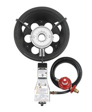 High Pressure 55MJ LP Gas Wok Burner Cooker Stove DualRing ControlHose&Regulator