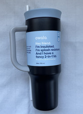 Owala 40 oz Insulated Tumbler Navy Blue w/ Light Blue Handle  2-in-1 Lid Straw