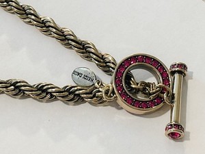 Heidi Daus Pink Rhinestone TOGGLE NECKLACE Rope Chain 19”