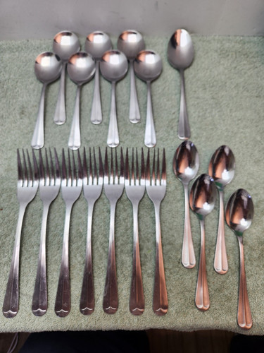 Delco Old English Stainless Flatware Silverware, Fork, Bullion Spoons 19 pieces