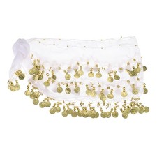 Belly Dance Hip Scarf 57" x 11", Women's Belly Dance Skirt , White