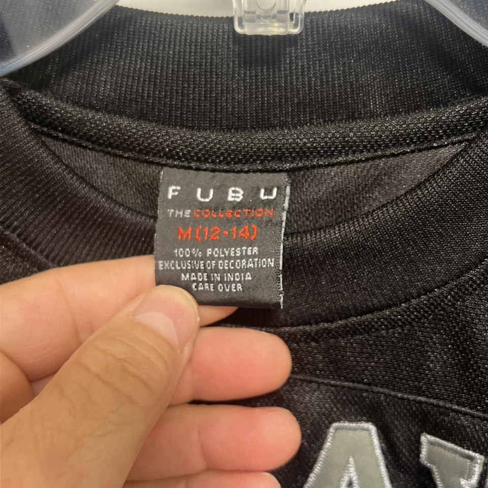 Camiseta deportiva de fútbol vintage FUBU 05 negra gris Y2K niños jóvenes talla M (12/14) Foto 3 de 4