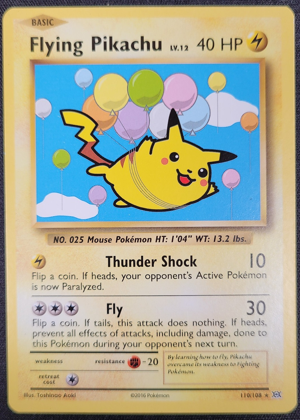 Flying Pikachu (Secret Rare) Pokemon: XY - Evolutions 110/108