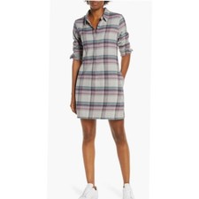 Patagonia Fjord Flannel Shirt Dress Plaid In Cabin Time Drifter Grey Size M NEW
