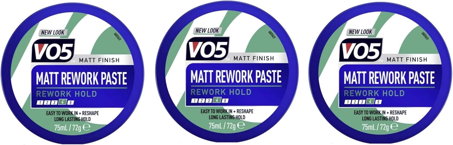 3 x VO5 Matt Rework Hair Paste for Natural Style & Lasting Hold 75ml - Level 4
