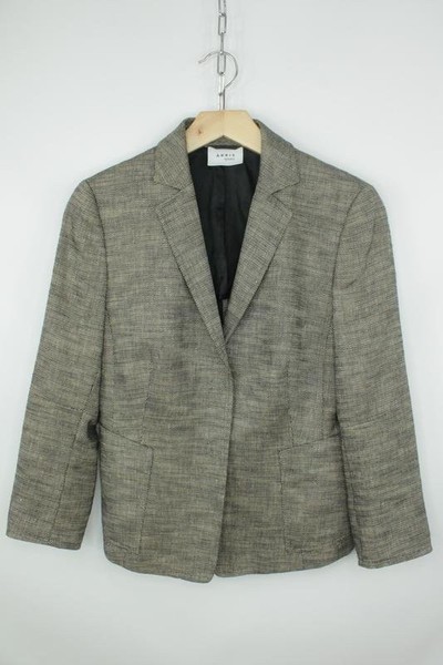 Women Akris Blazer Grey Cotton Linen 38 / M / 46