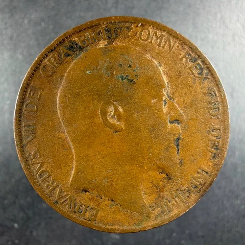 1906 Great Britain 1 Penny Edward VII Bronze Heavily Circulated - Picture 1 of 4