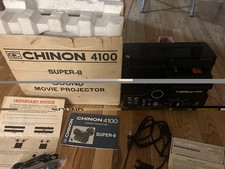 Vintage Chinon 4100 Super 8 Sound Movie Projector w/ Box Manual Powers On