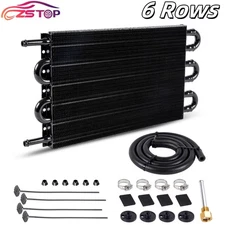 6 Rows Universal Aluminum Remote Transmission Oil Cooler Radiator Converter Kit