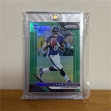 Panini 2018 Prizm Lamar Jackson Ravens Rookie Green Prizm #212 Football Card. rookie card picture