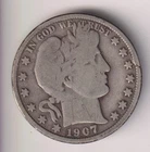 1907 BARBER HALF DOLLAR 90% SILVER US MINT .50¢ UNITED STATES OF AMERICA