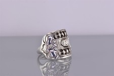 Sterling Silber kunstvoll detaillierter Schild Split Band Ring 925 Adj Gr: 8