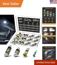Super Bright 24pcs Led Interior Bulb Kit For Cars 6500k Replacement Lighting