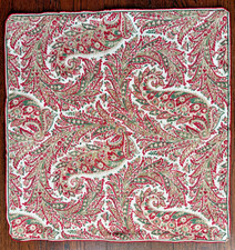 Ralph Lauren 22" x 22" Cranberry, Kacki Green  Cream Floral Print Pillow Cover