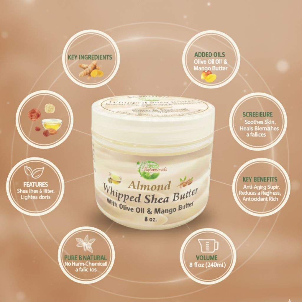 Almond Whipped Shea Butter, 8 oz. by Mine Botanicals
