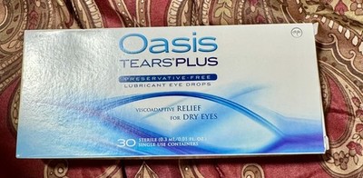 Oasis TEARS PLUS Preservative Free- 30 Containers- Expiration 07/2026
