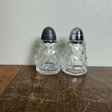 Fostoria American Crystal Chrome Metal Salt and Pepper Shaker Set READ