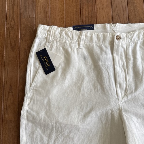 NWT Polo Ralph Lauren Men's Classic Fit Cotton-Linen White Chino Shorts sz 42T - Picture 2 of 15