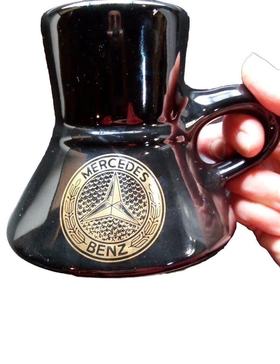VTG Black Mercedes Benz Ceramic No Spill Travel Coffee Mug