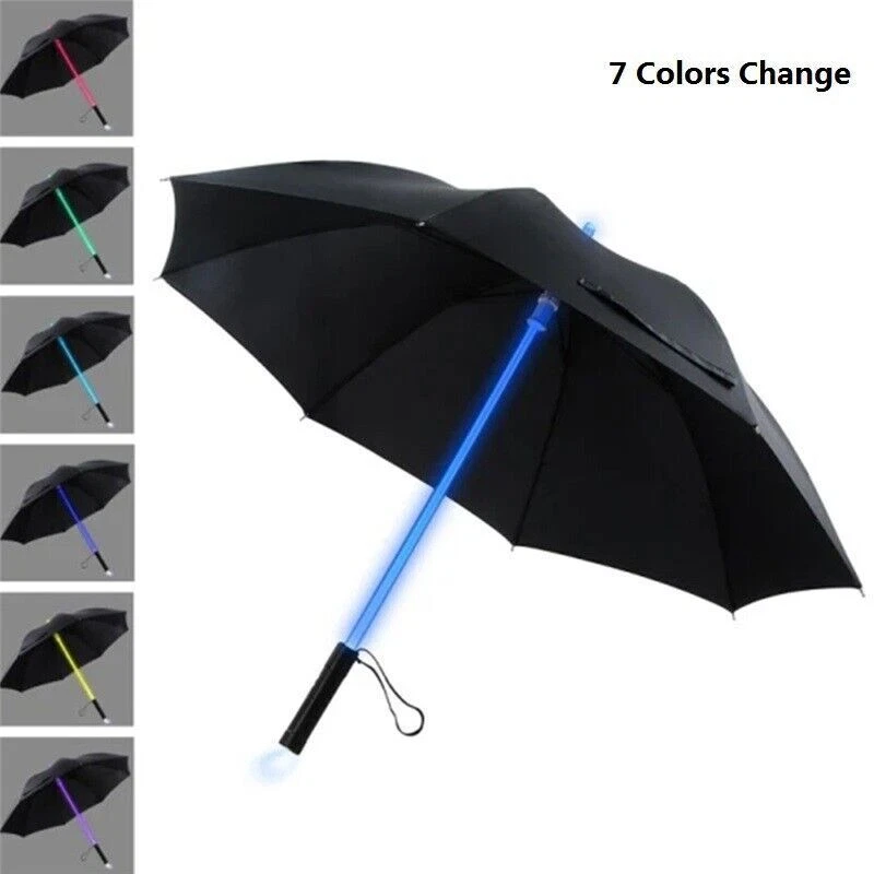 Star Wars Colorful LED Lightsaber Umbrella Flashlight Long Handle Umbrella 82cm - Image 3 of 4