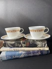 Vintage BUTTERFLY GOLD Corning Ware PYREX Coffee Tea Cup Mugs Saucers Set Daisy