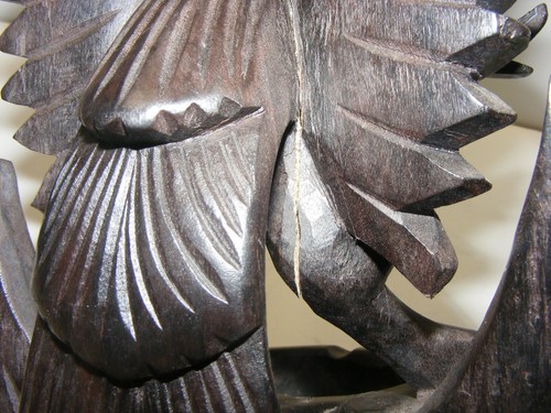 Vintage Hand Carved One Piece Dark Wood 14" Tall Eagle 1-a - Picture 12 of 13