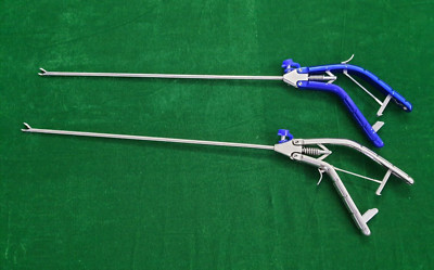 2pc Laparoscopic Gun-Type Needle Holder Curved Jaw Right Hand 5mmx330mm Reusable