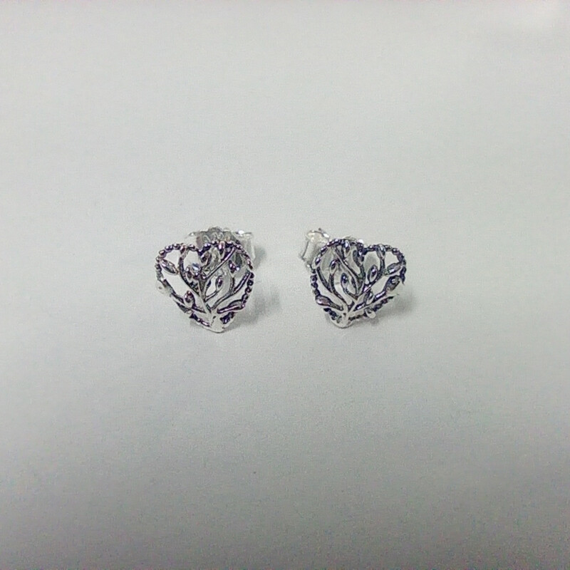 925 ALE Silver Charm Earrings Hallmarked Family Tree Heart Stud Pandora View 3