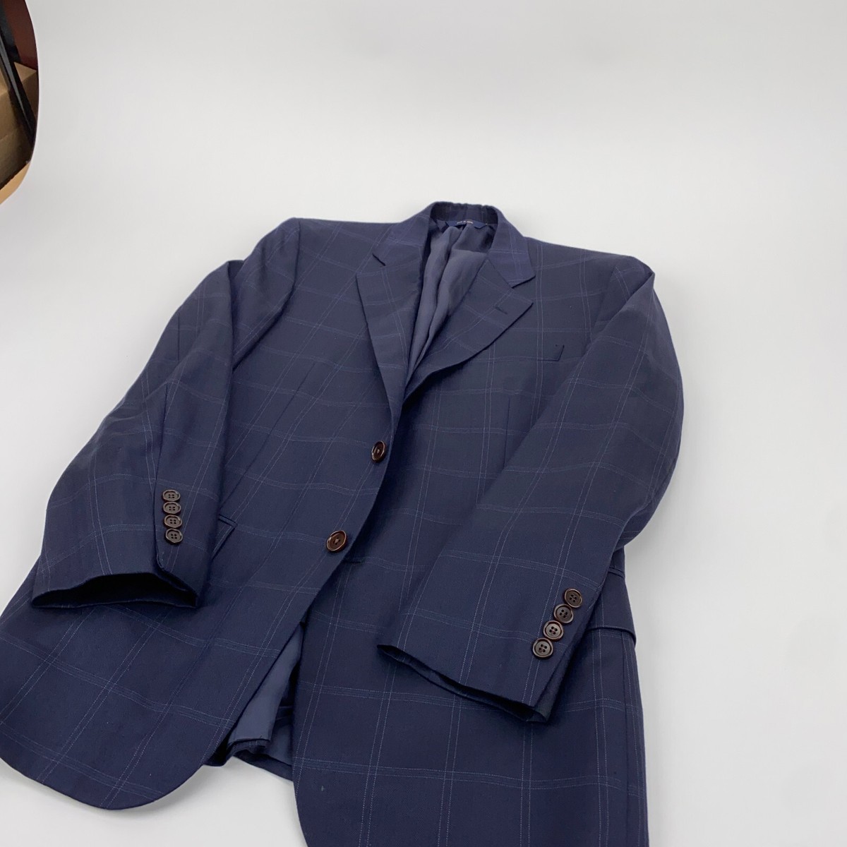 Brooks Brothers Madison Silk Wool Dark Blue Check Blazer Sport