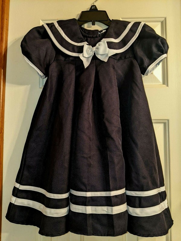 Rare Editions Navy/White Sailor Dress, Size 4T, EUC
