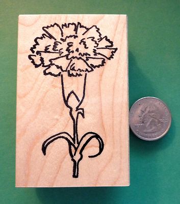 Big Carnation, Wood Mounted Rubber Stamp - Shrinky-Dink
