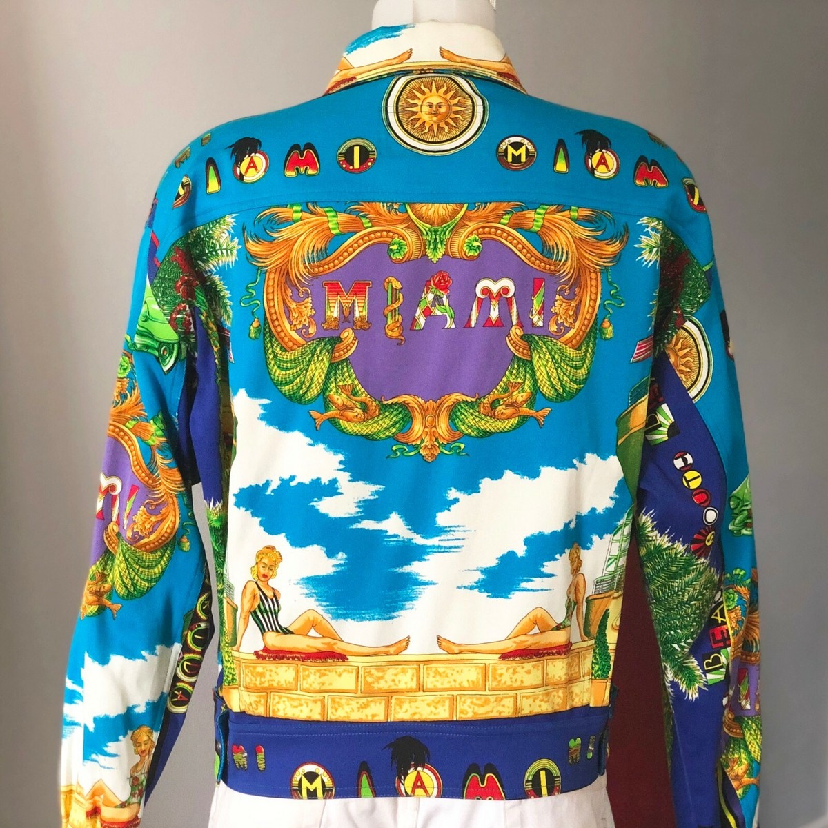 GIANNI VERSACE denim jacket Miami South Beach print size 52 from S
