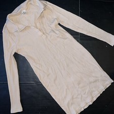 H&M DIVIDED L DRESS BEIGE collared RIBBED LONG-SLEEVE