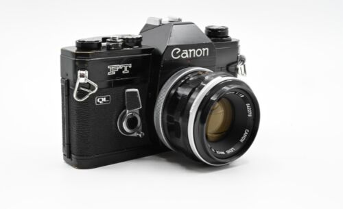 Fotocamera nera Canon FT QL 35 mm pellicola con obiettivo 50 mm f/1.8 - trovato raro - Foto 2 di 6