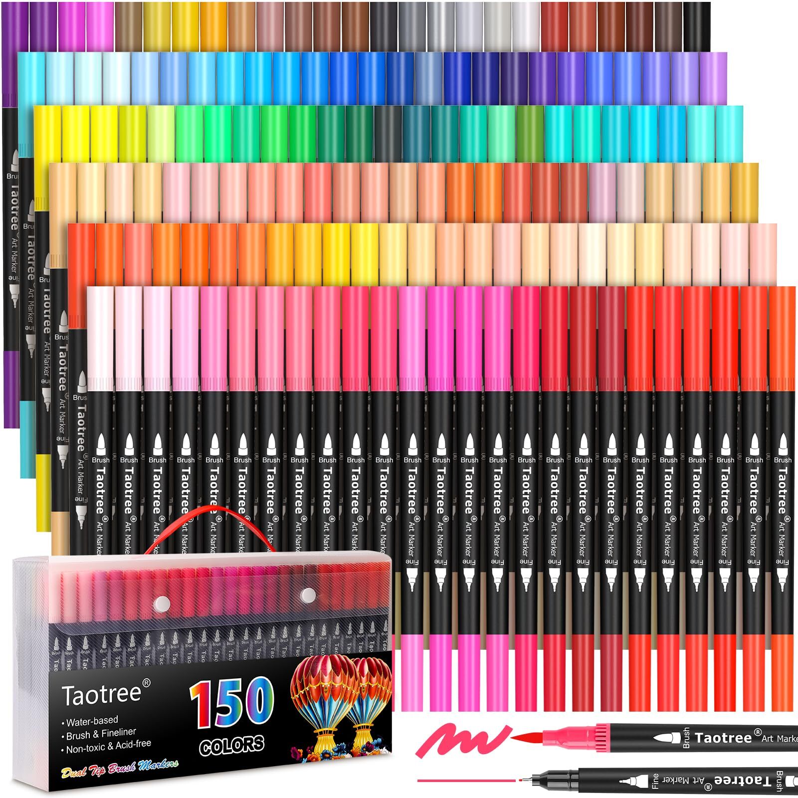 150 Colors Dual Tip Art Markers Pens for Kids Adult Coloring Book, Artist Fin...