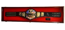 Wrestling Belt Display Case Cherry Wood WWE MMA Boxing Championship Rack Cabinet