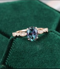 Alexandrite Wedding Ring - Elegant Style - Sterling Silver Band Minimalist Gift