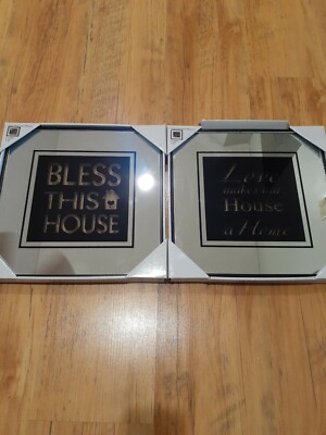 Bless This House set Light Up LED Wall Hanging Decor Plaque Mirror Sign 