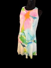 1 Chaps Sheath Dress Womens Medium Multi Acuarela Polyester Sleeveless