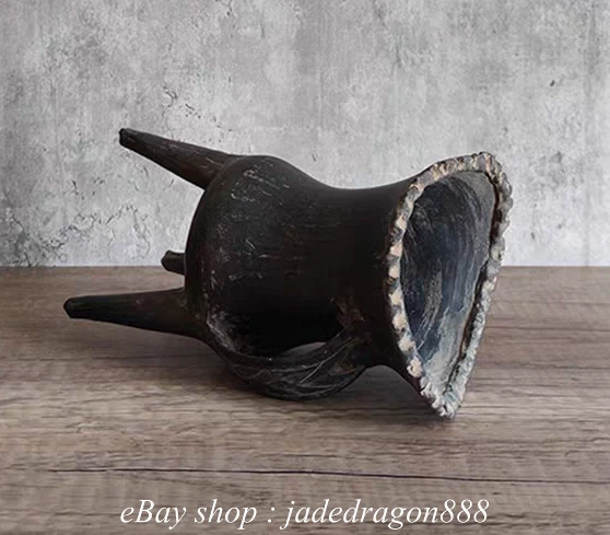 Taza de vino de cerámica negra antigua china neolítica cultura Majiayao de 8" de 3 patas Foto 3 de 4