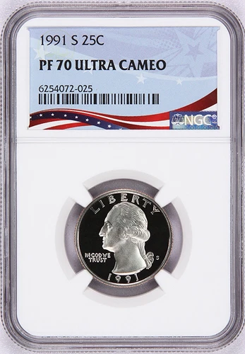 1991-S Washington Proof Quarter, Graded PF70UC by NGC * Registry Quality Coin!