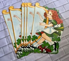 Vintage Irish Girl Harp St Patricks Day Hanging Wall Decor Party Set of 12 1985