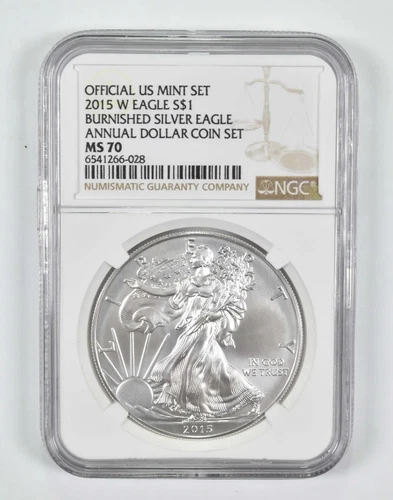 2015 W EAGLE S$1 BURNISHED SILVER EAGLE ANNUAL DOLLAR COIN SET NGC MS 70