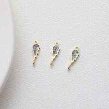 4pcs Colorful Zircon Feather Wing Charm Connector,Cubic Zirconia Wing Pendant