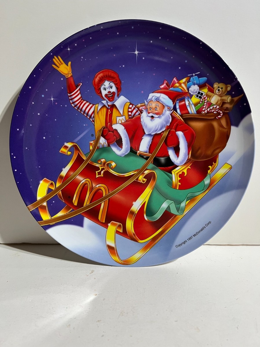 Vintage 1997 McDonalds Christmas Plate Ronald McDonald & Santa
