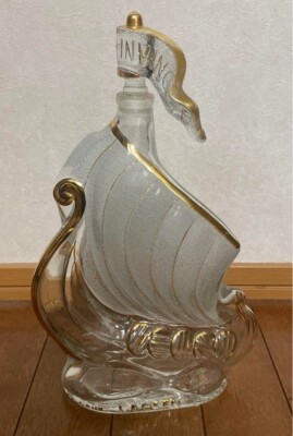 Larsen Cognac Viking Ship Glass Bottle   Rare Collectible Decanter